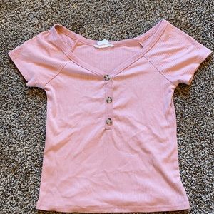 Stretchy Button Crop Blouse